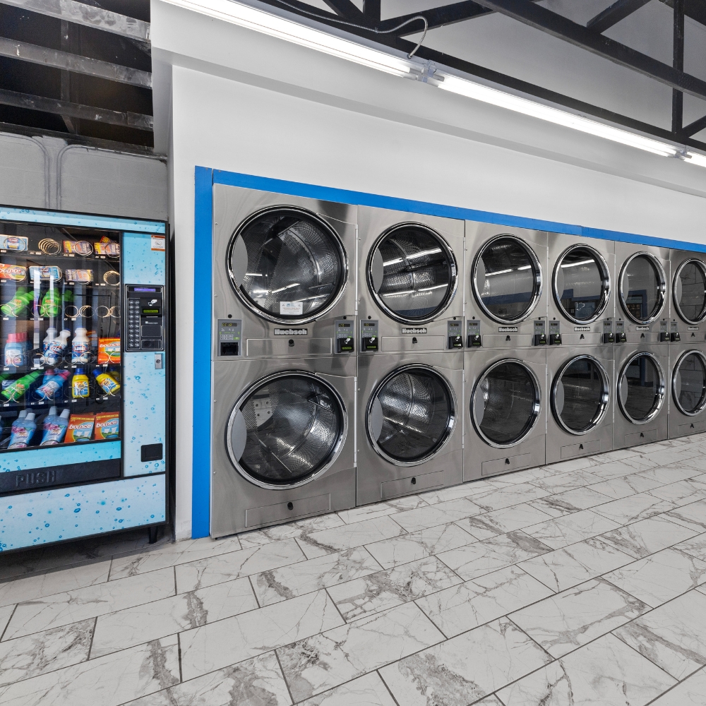 row of dryers at st louis laundromat