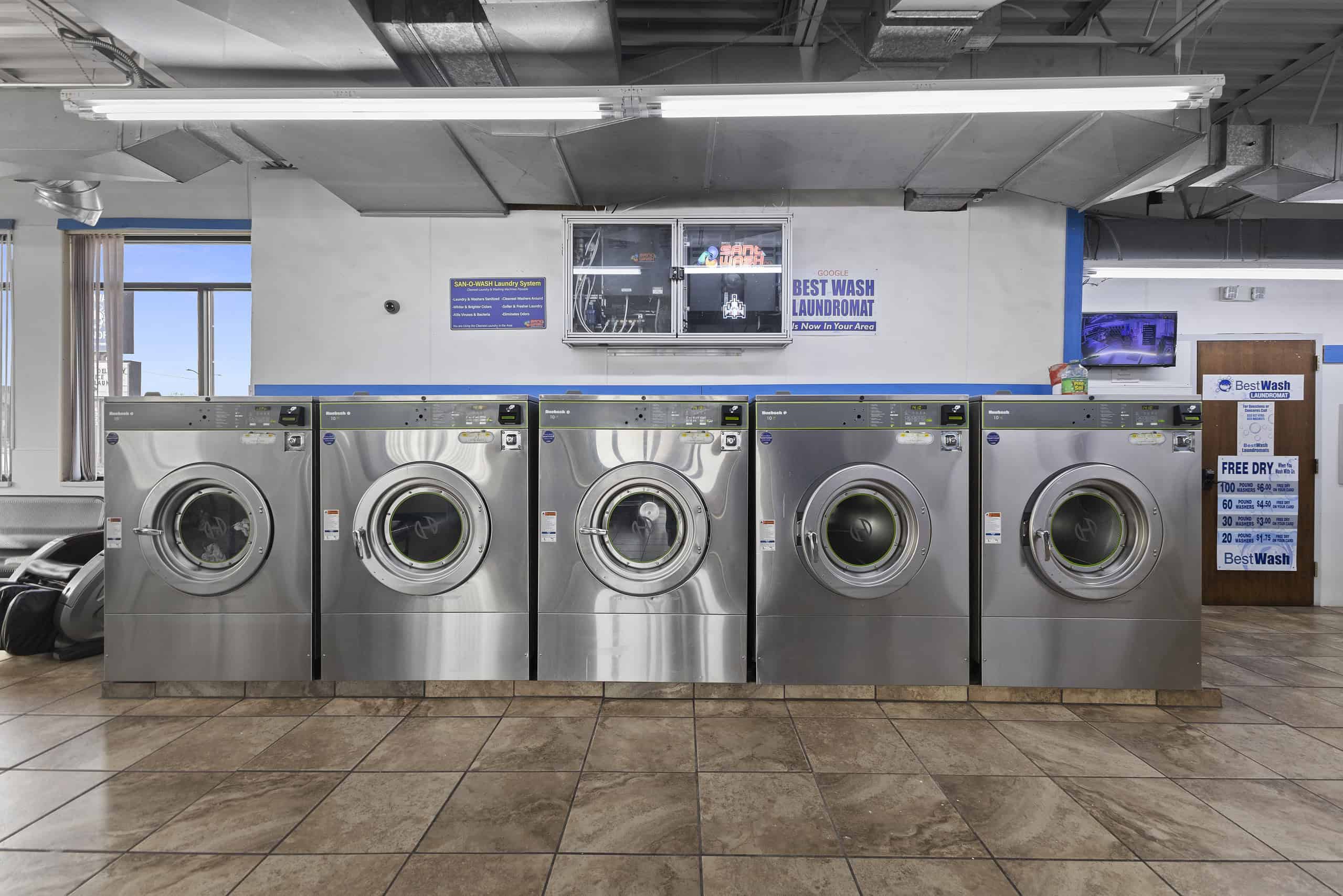 Best Wash Laundromats in West Main a row of washing machines in Best Wash Laundromats in West Main location